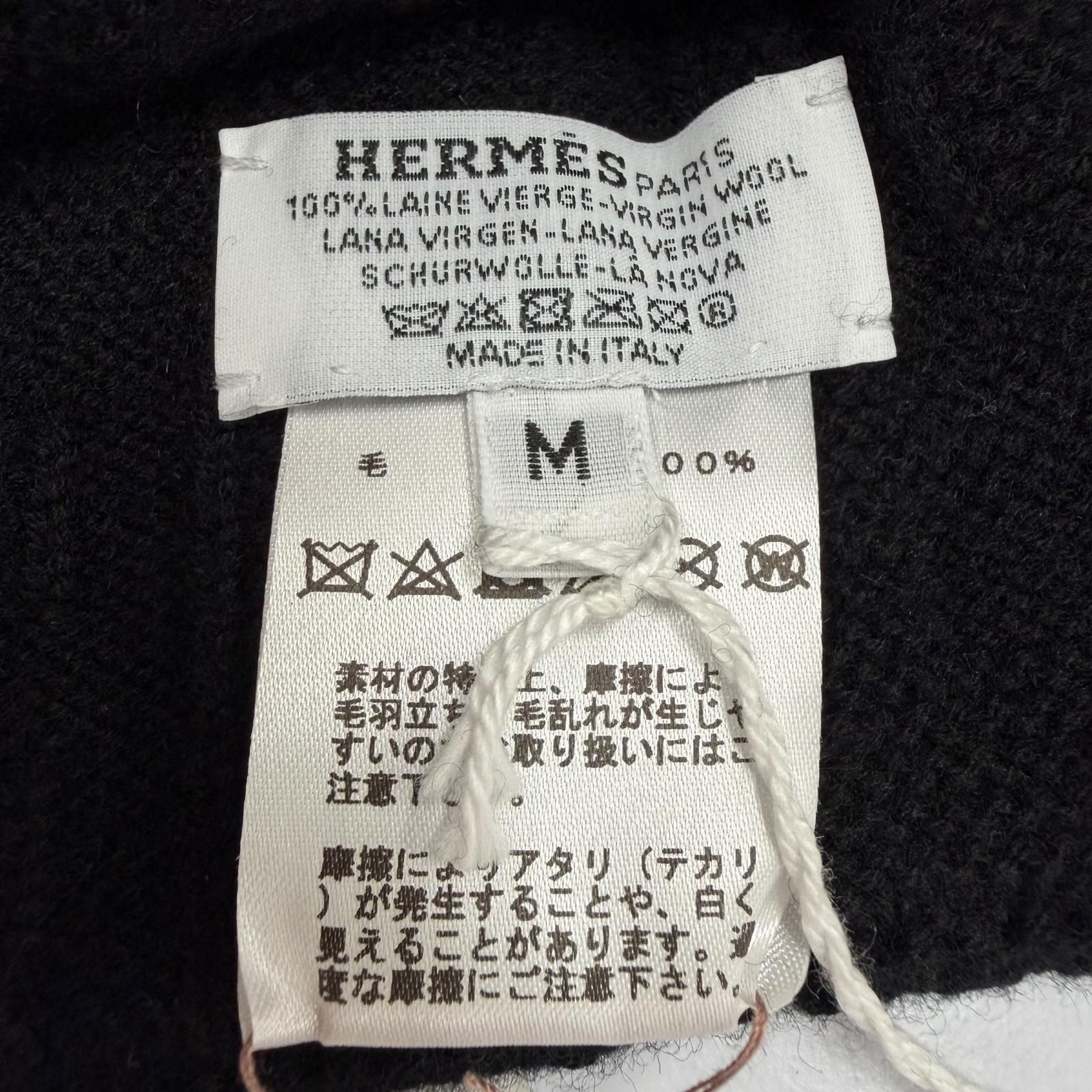 Hermes Wool Frecanse Series Hat Knit Cap Black — view 8