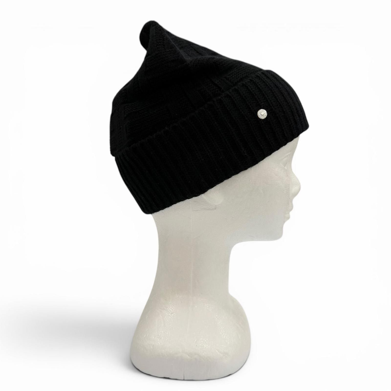 Hermes Wool Frecanse Series Hat Knit Cap Black — view 5