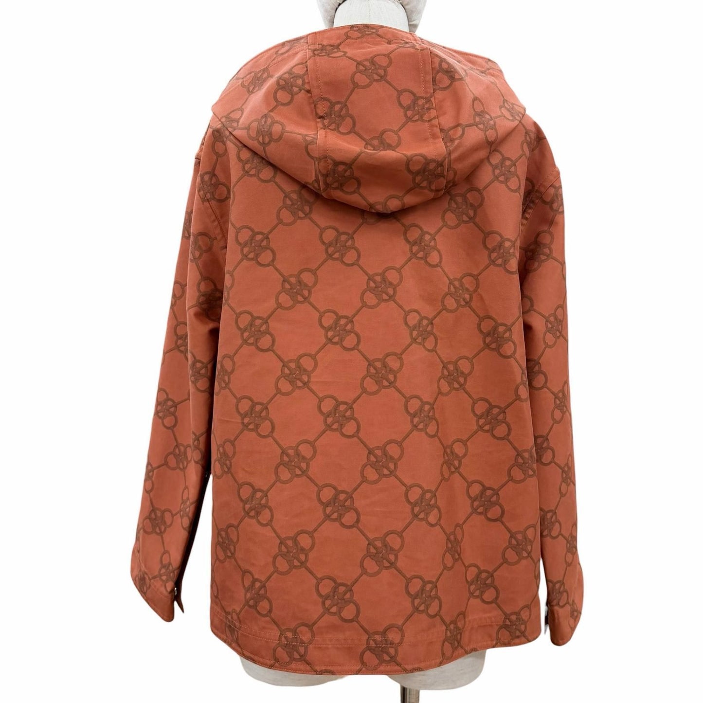 Hermes Cricketis Cotton Print Series Button Hooded Jacket Orange 34 Garment — view 3