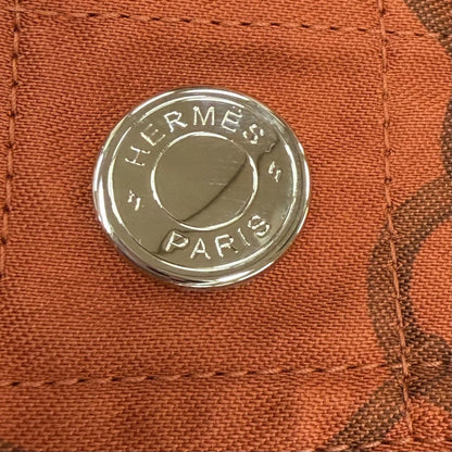 Hermes Cricketis Cotton Print Series Button Hooded Jacket Orange 34 Garment — view 7