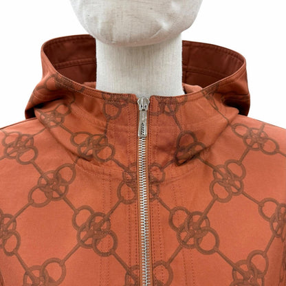 Hermes Cricketis Cotton Print Series Button Hooded Jacket Orange 34 Garment — view 4