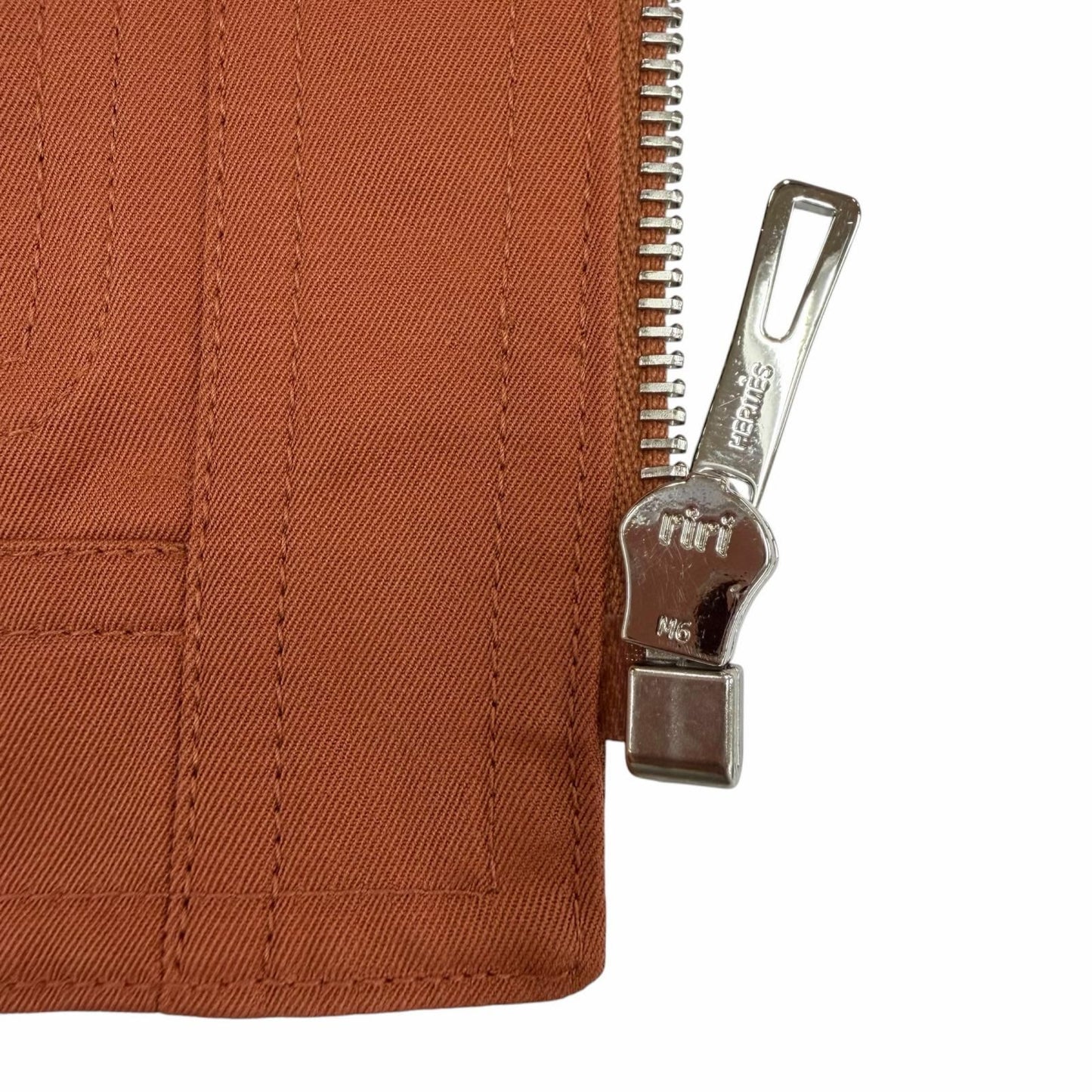 Hermes Cricketis Cotton Print Series Button Hooded Jacket Orange 34 Garment — view 6