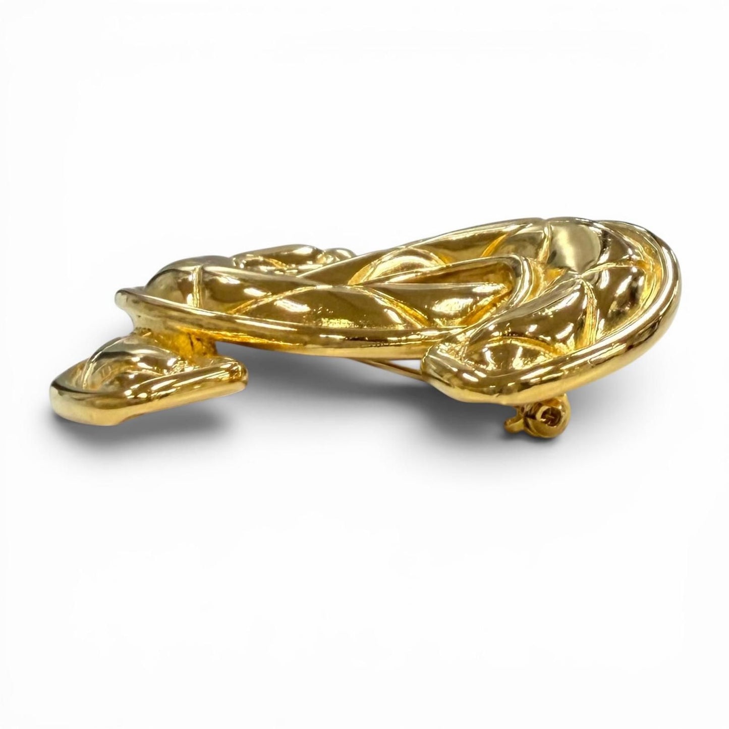 Chanel Vintage CC Logo Quilted Brooch Gold — view 3
