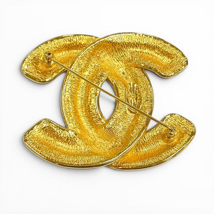 Chanel Vintage CC Logo Quilted Brooch Gold — view 2