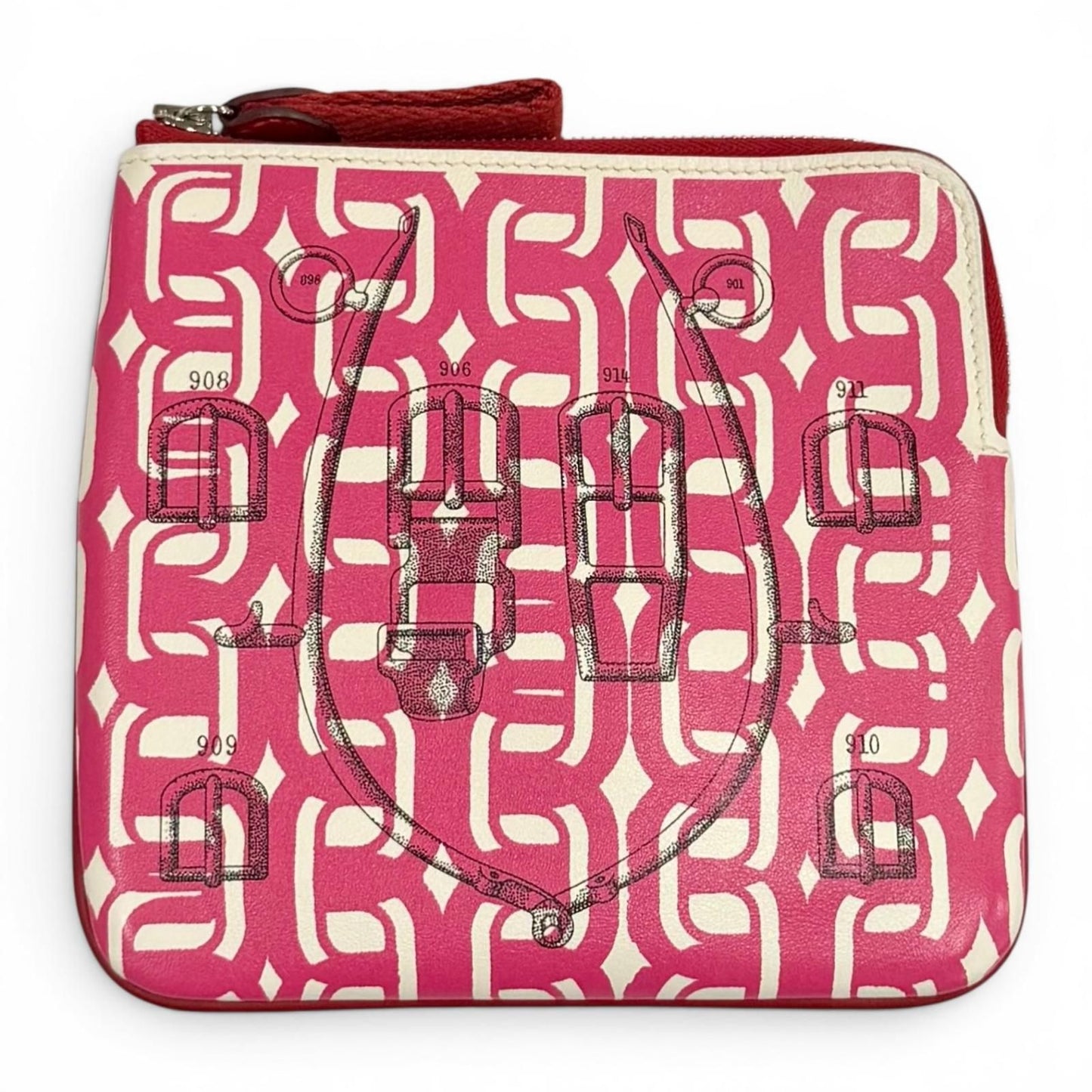 Hermes Carre Pocket Pink Veau Swift Round Zip Mini Pouch