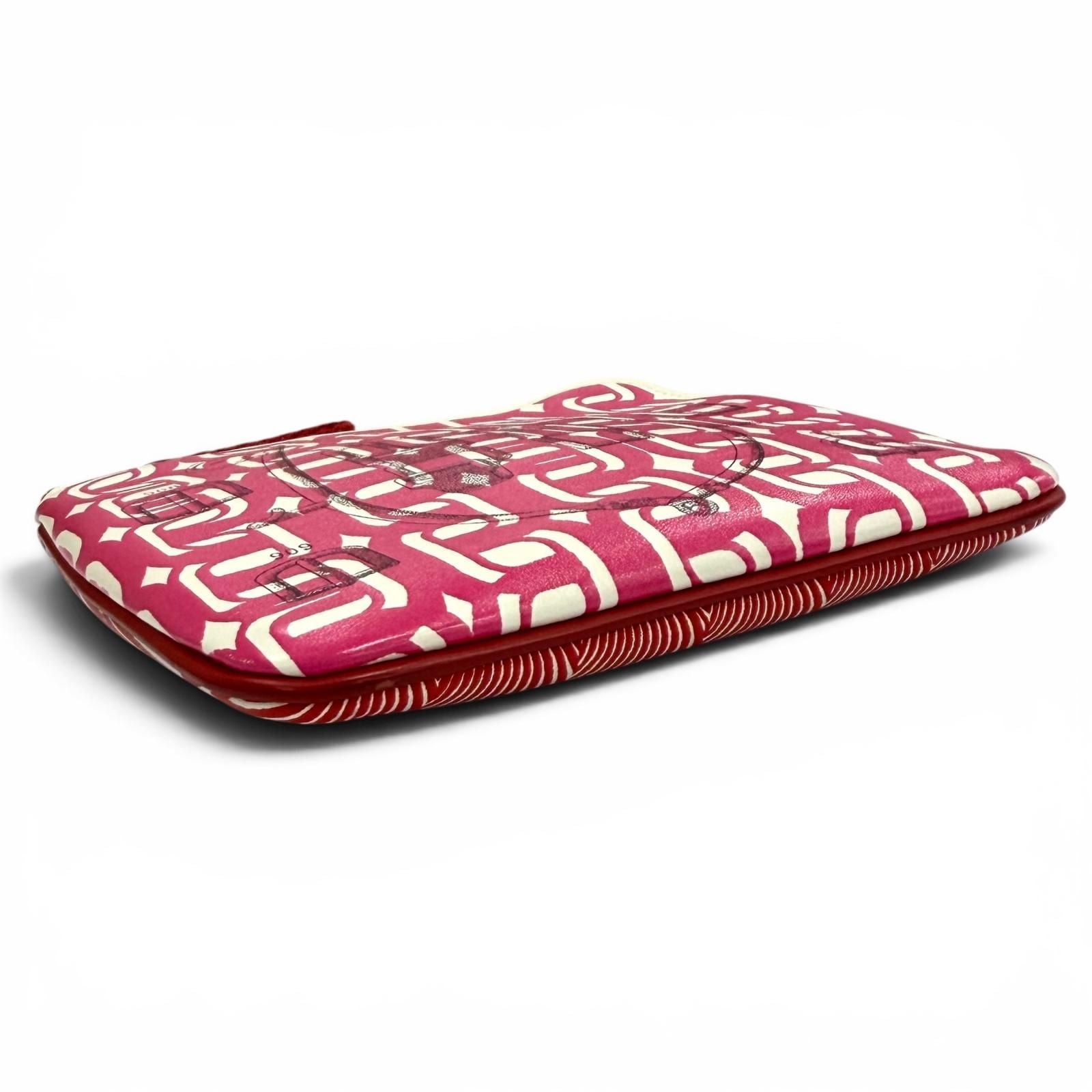 Hermes Carre Pocket Pink Veau Swift Round Zip Mini Pouch — view 4
