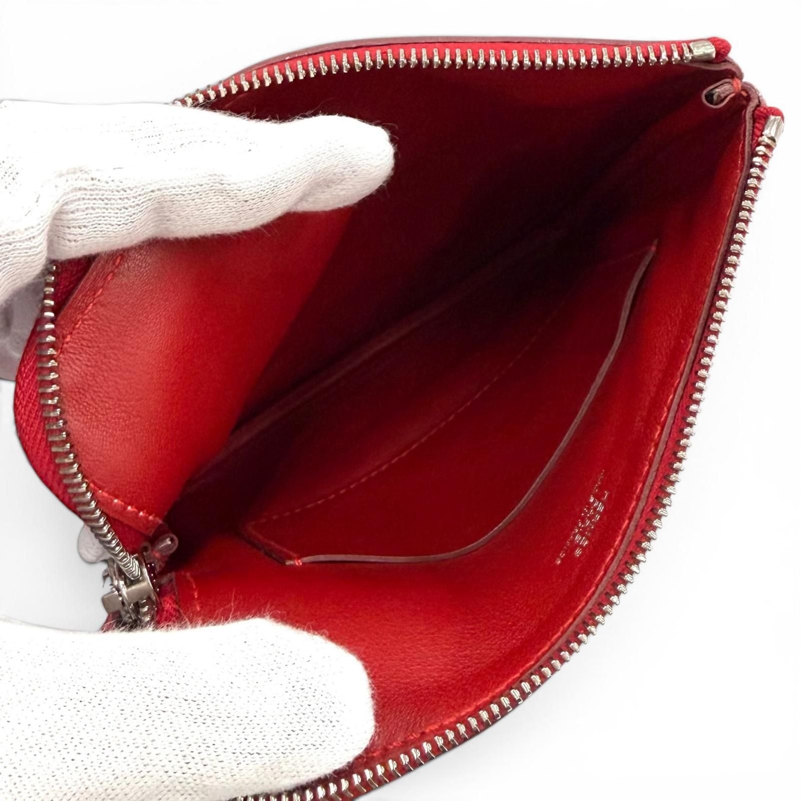 Hermes Carre Pocket Pink Veau Swift Round Zip Mini Pouch — view 5