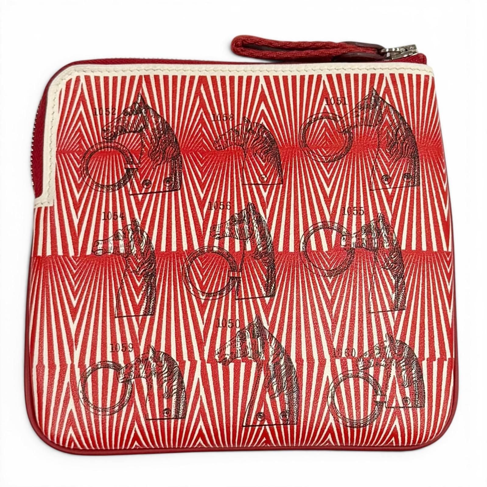 Hermes Carre Pocket Pink Veau Swift Round Zip Mini Pouch — view 3
