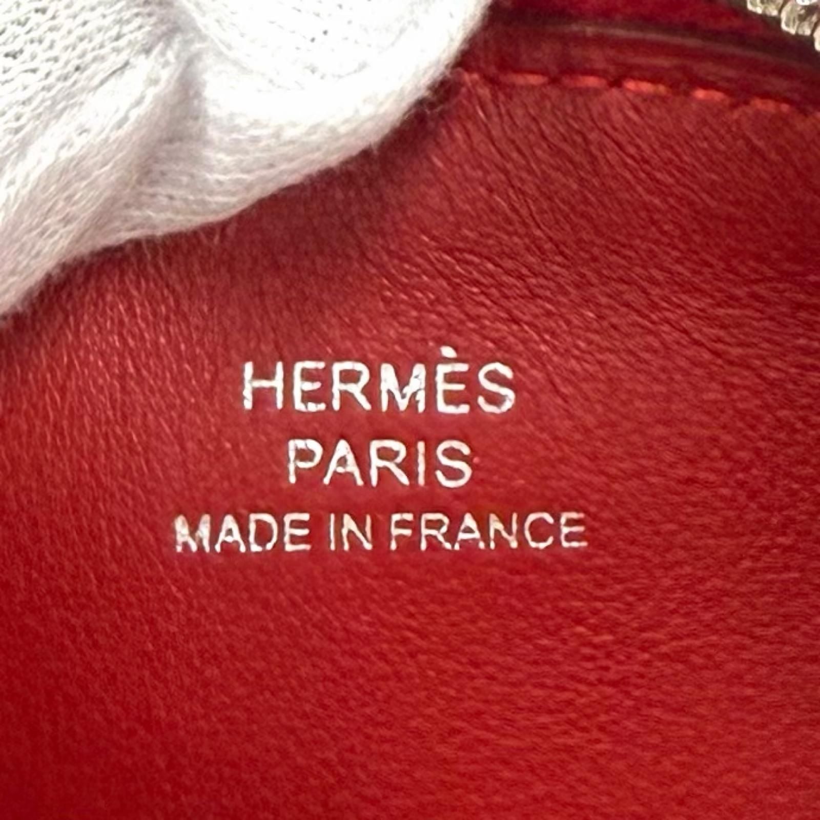 Hermes Carre Pocket Pink Veau Swift Round Zip Mini Pouch — view 8