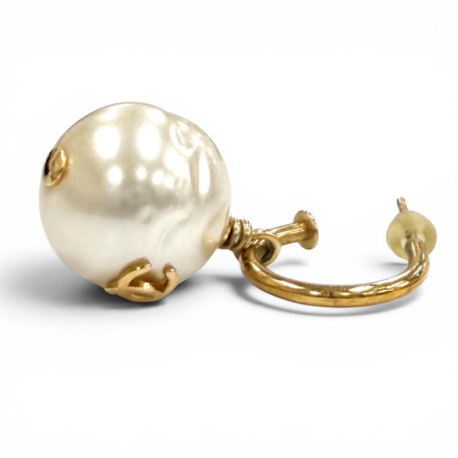 Chanel Vintage CC Logo Pearl Earrings White Gold — view 5
