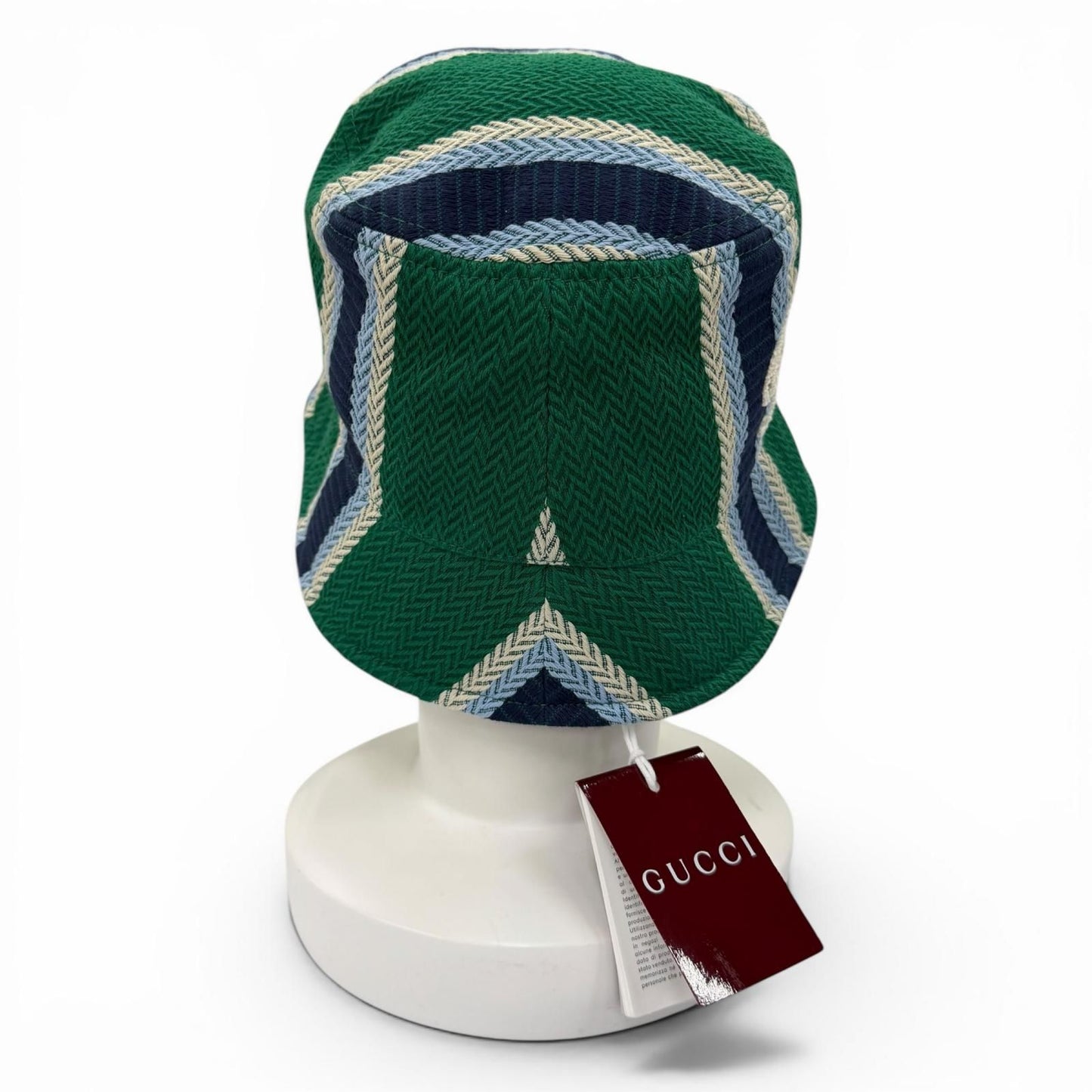 Gucci Cotton 100% Logo Embroidery Herringbone Pattern Bucket Hat Green — view 5