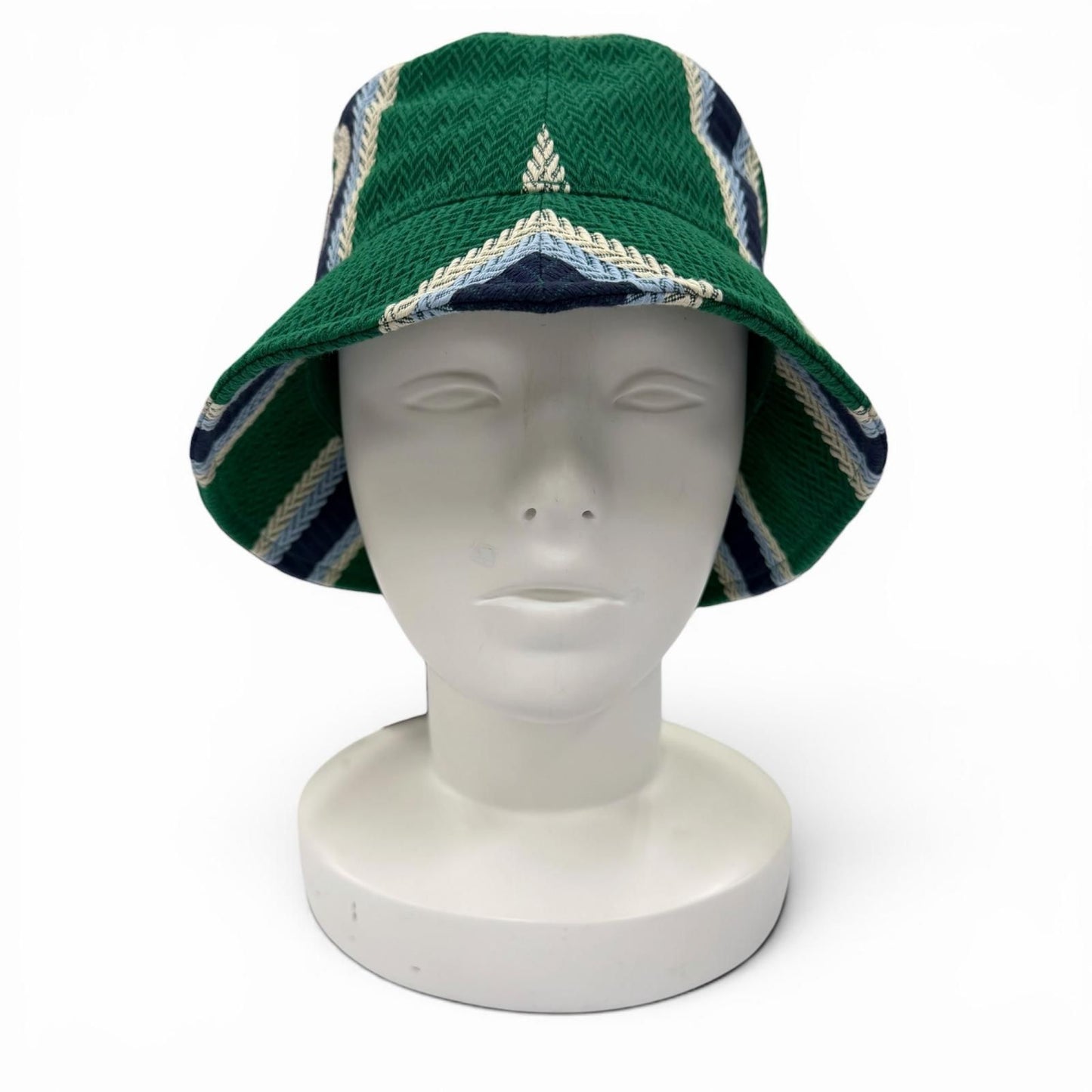 Gucci Cotton 100% Logo Embroidery Herringbone Pattern Bucket Hat Green — view 3