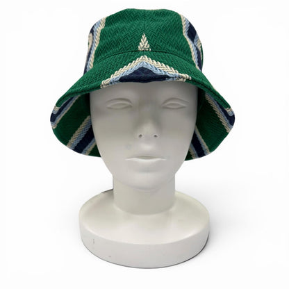Gucci Cotton 100% Logo Embroidery Herringbone Pattern Bucket Hat Green — view 3