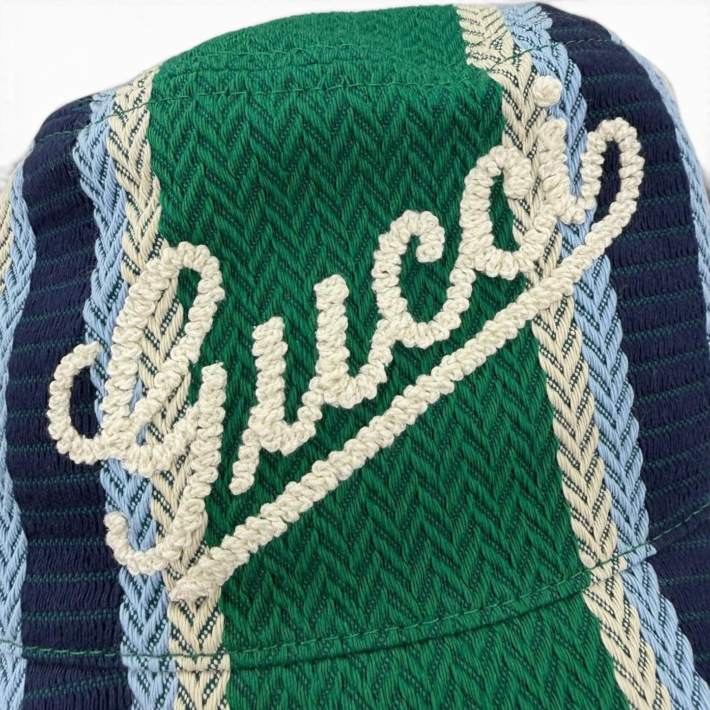 Gucci Cotton 100% Logo Embroidery Herringbone Pattern Bucket Hat Green — view 8
