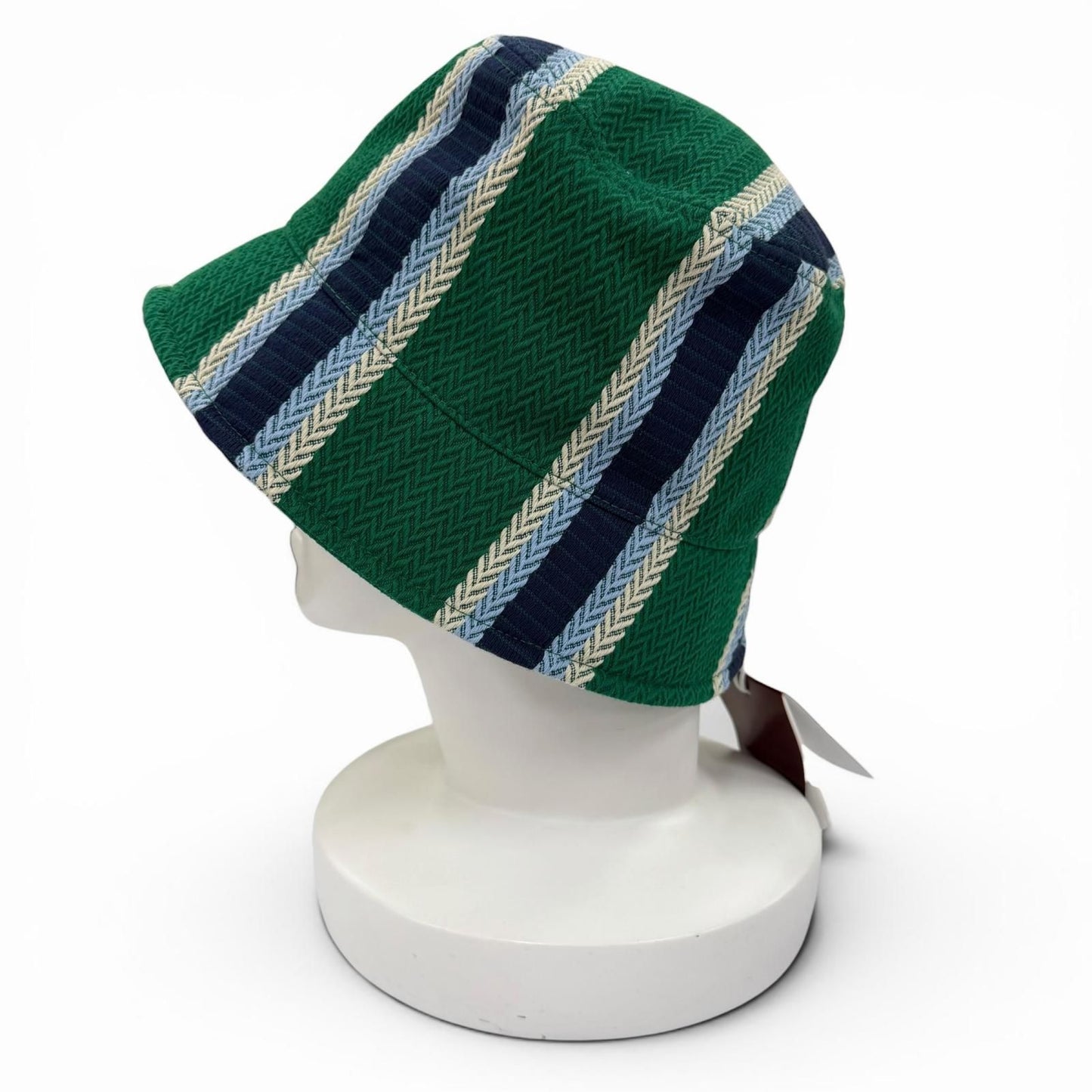 Gucci Cotton 100% Logo Embroidery Herringbone Pattern Bucket Hat Green — view 4