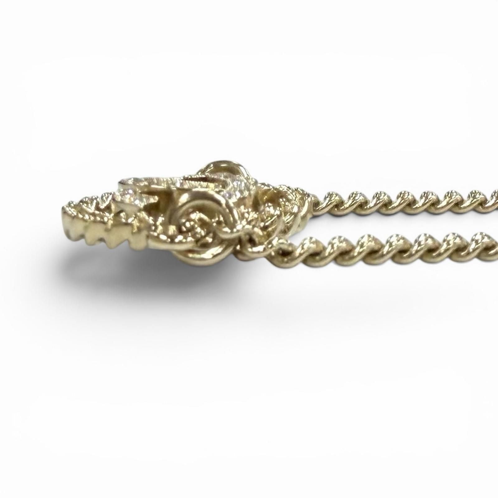 Chanel Rhinestone CC Logo Bracelet Gold — view 7