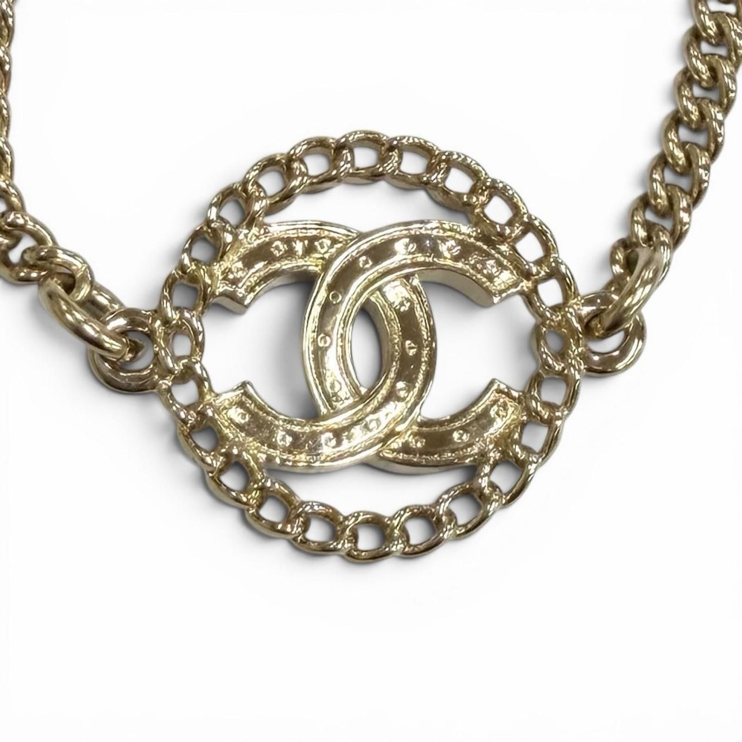 Chanel Rhinestone CC Logo Bracelet Gold — view 5