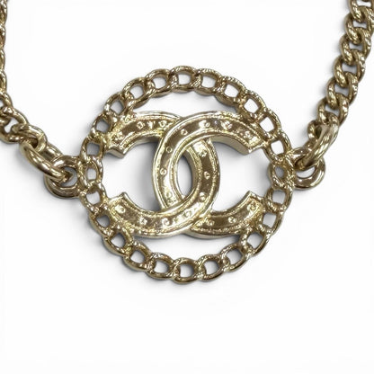 Chanel Rhinestone CC Logo Bracelet Gold — view 5