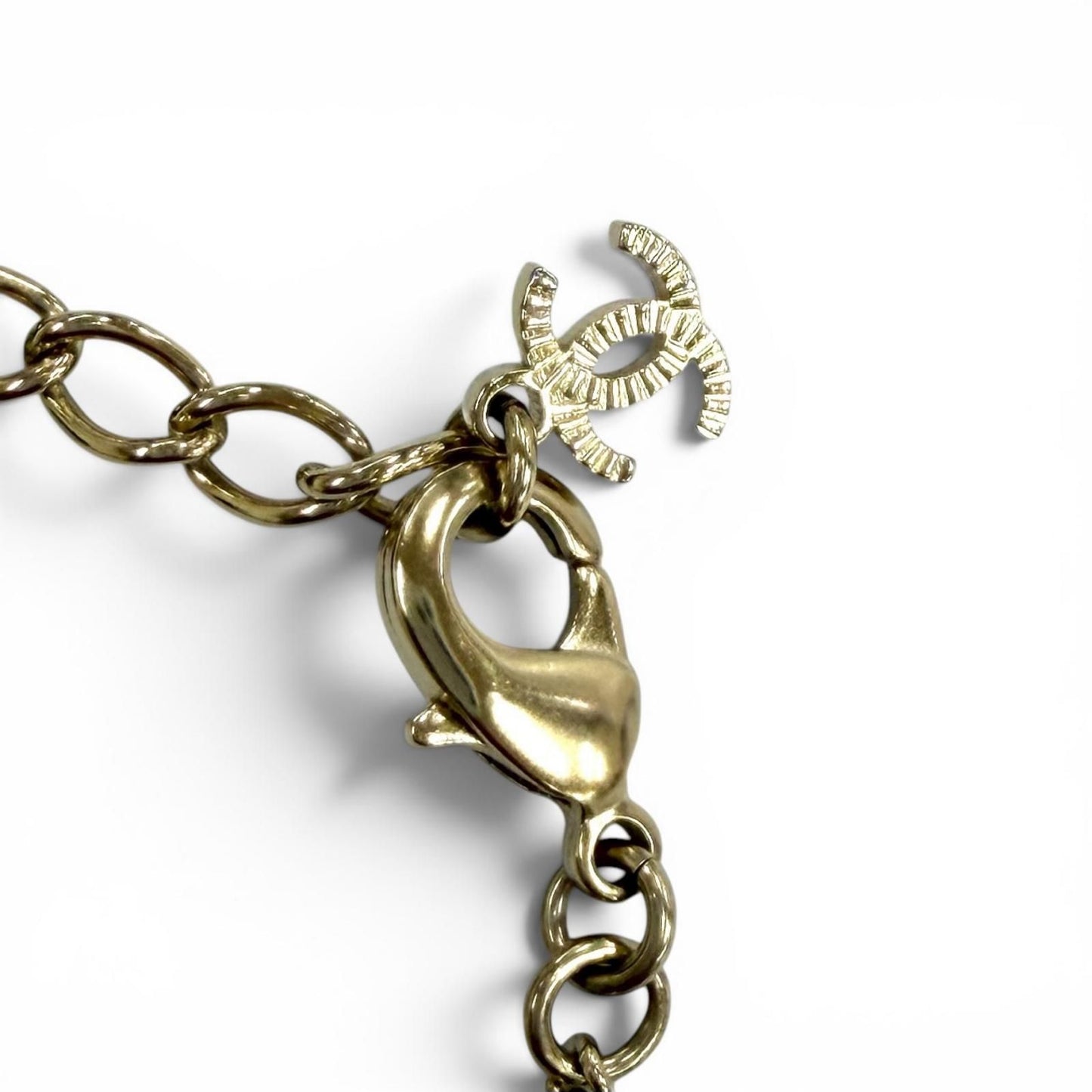 Chanel Rhinestone CC Logo Bracelet Gold — view 8