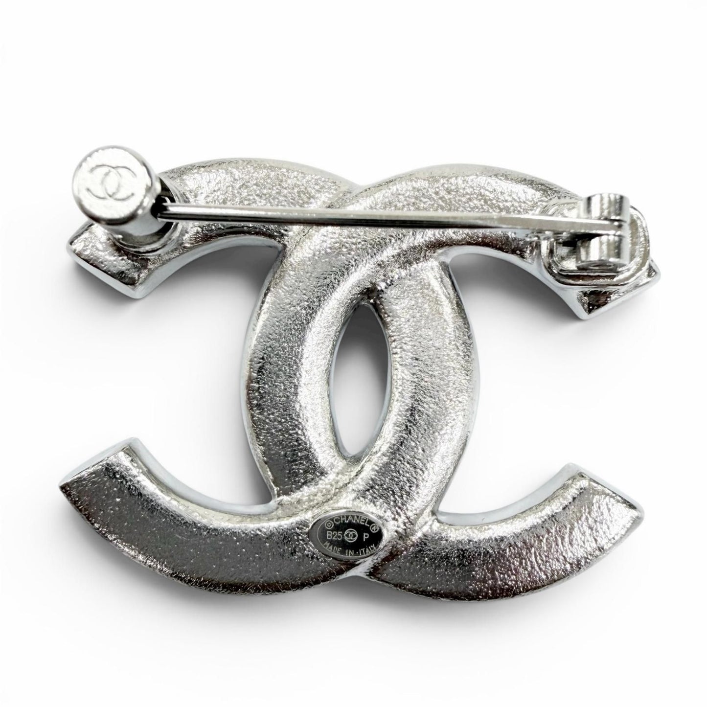 Chanel CC Logo Star Heart Faux Pearl Rhinestone Brooch Silver — view 4