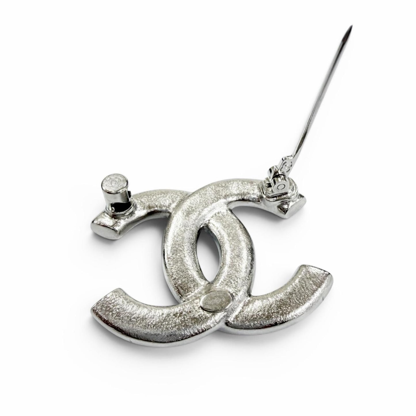 Chanel CC Logo Star Heart Faux Pearl Rhinestone Brooch Silver — view 5