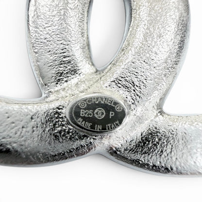 Chanel CC Logo Star Heart Faux Pearl Rhinestone Brooch Silver — view 6