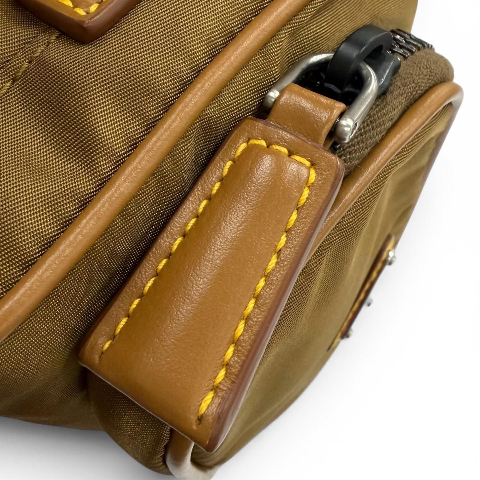 Prada Nylon Leather Triangle Logo Plate Re-Nylon Pouch Shoulder Bag Brown — view 7