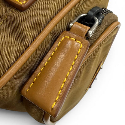 Prada Nylon Leather Triangle Logo Plate Re-Nylon Pouch Shoulder Bag Brown — view 7