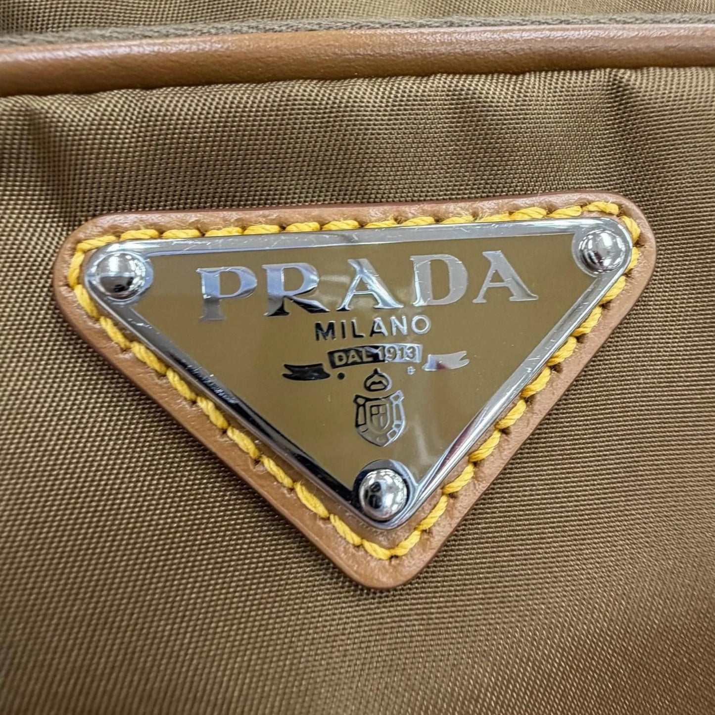 Prada Nylon Leather Triangle Logo Plate Re-Nylon Pouch Shoulder Bag Brown — view 6