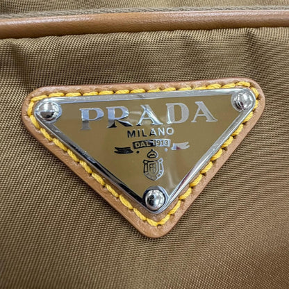 Prada Nylon Leather Triangle Logo Plate Re-Nylon Pouch Shoulder Bag Brown — view 6
