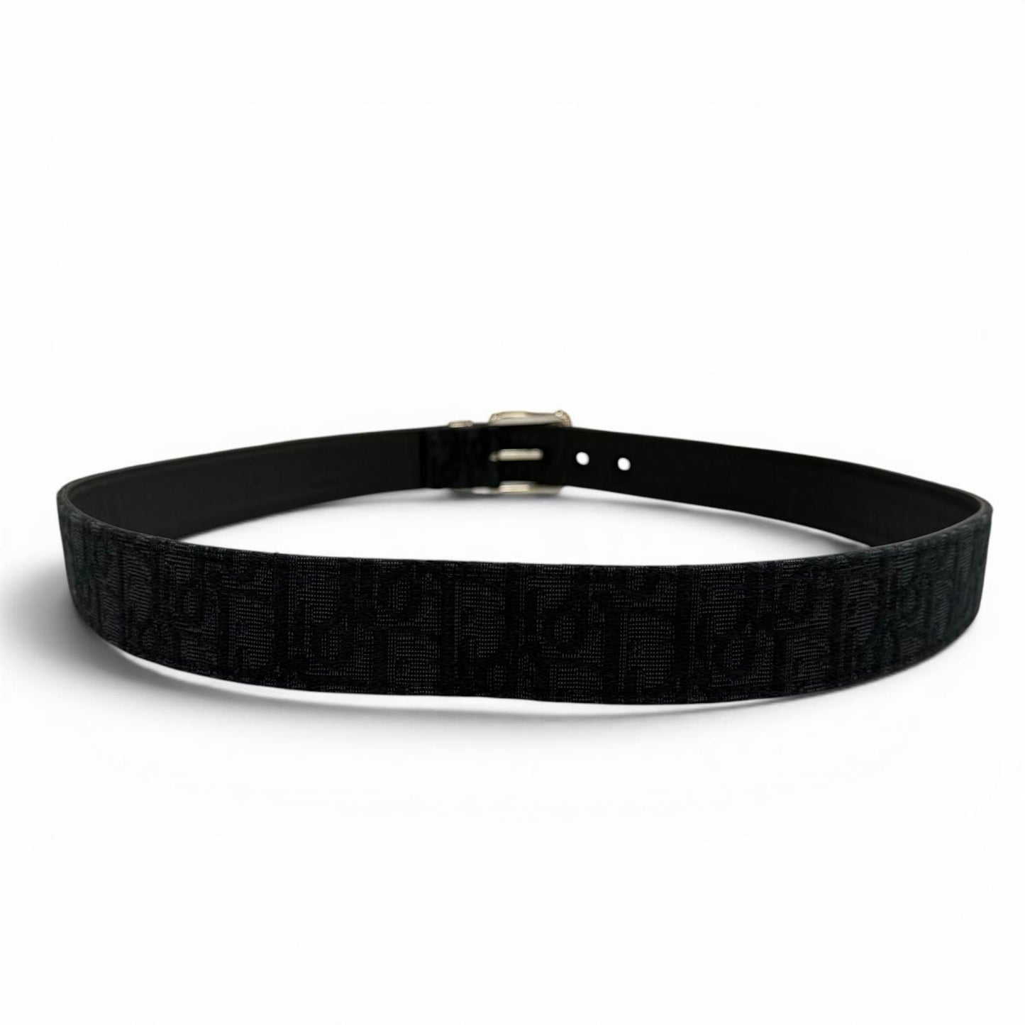 Dior Homme Canvas Leather Oblique Pin Buckle Belt Black Silver — view 3