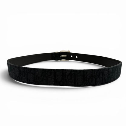 Dior Homme Canvas Leather Oblique Pin Buckle Belt Black Silver — view 3