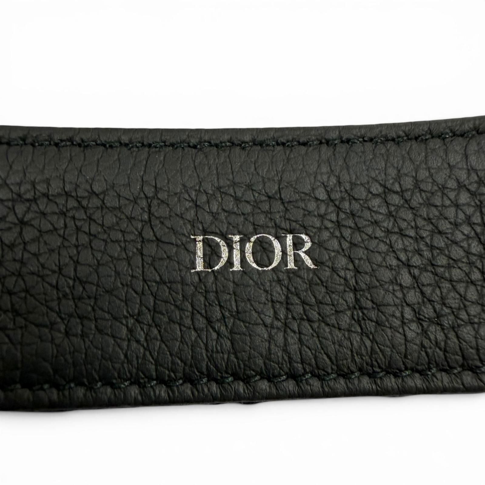 Dior Homme Canvas Leather Oblique Pin Buckle Belt Black Silver — view 8