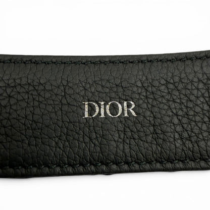 Dior Homme Canvas Leather Oblique Pin Buckle Belt Black Silver — view 8