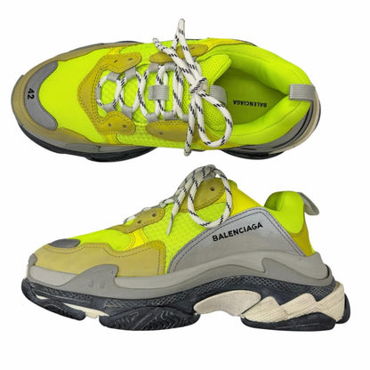 Balenciaga Triple S Distressed Mesh Low Cut Sneakers Dad Shoes Neon Yellow — view 4