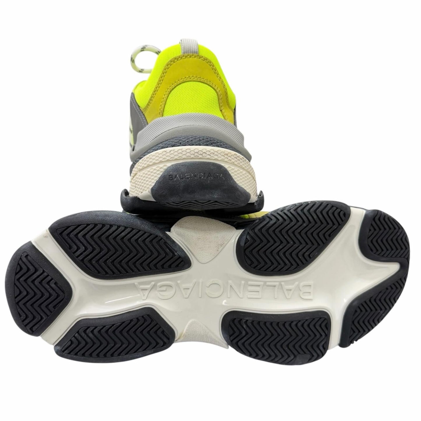 Balenciaga Triple S Distressed Mesh Low Cut Sneakers Dad Shoes Neon Yellow — view 5