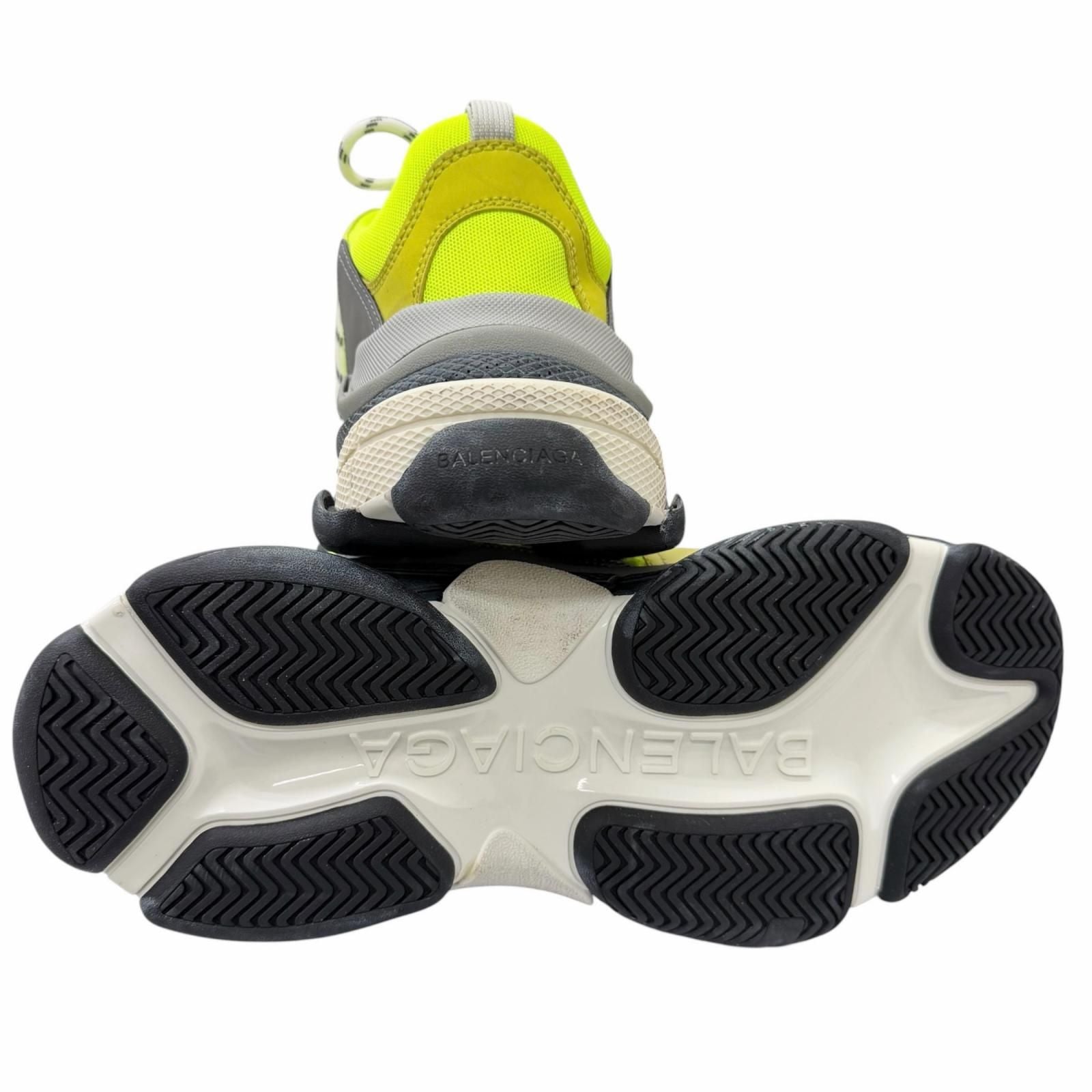Balenciaga Triple S Distressed Mesh Low Cut Sneakers Dad Shoes Neon Yellow — view 5