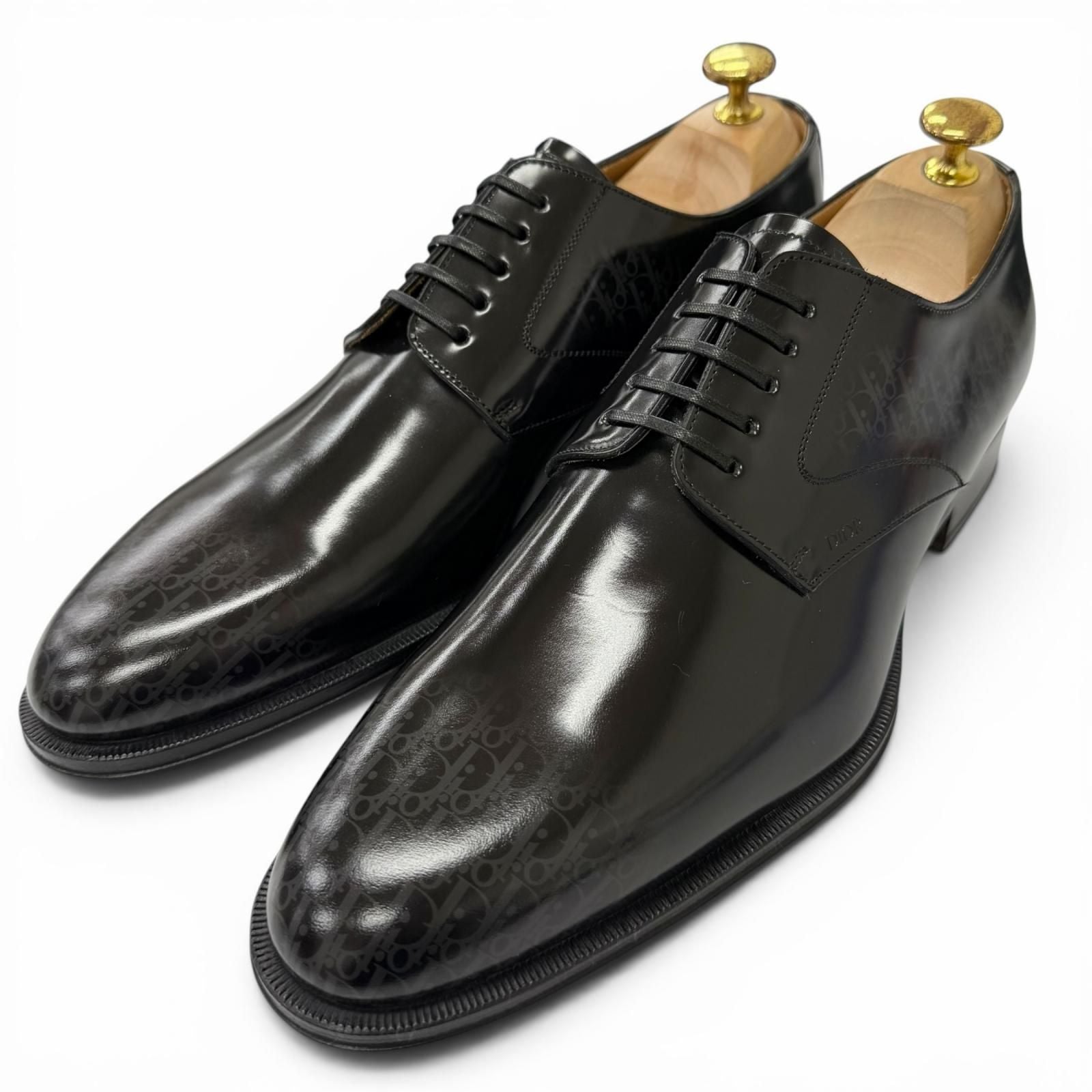 Dior Homme Timeless Leather Oblique Derby Shoes Dress Black
