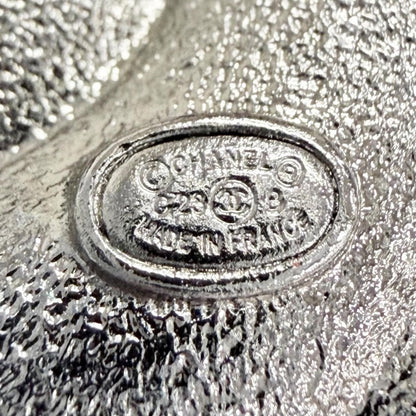 Chanel CC Logo Rhinestone Gunmetal Brooch Silver Recommended — view 6