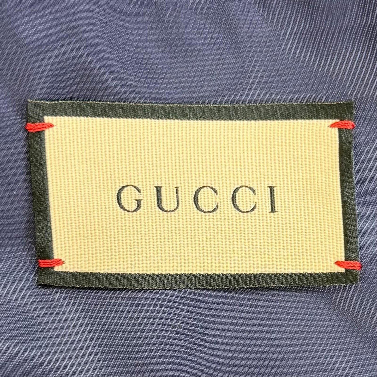 Gucci GG Logo Button Plaid Color Tweed Jacket Navy Red 42 Hanger — view 7