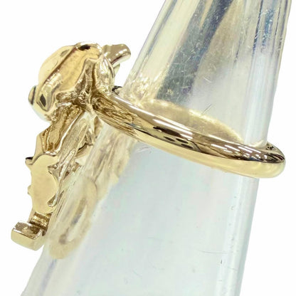 Chanel CC Logo Ribbon Rhinestone Ring Gold Adult Recommended — view 2