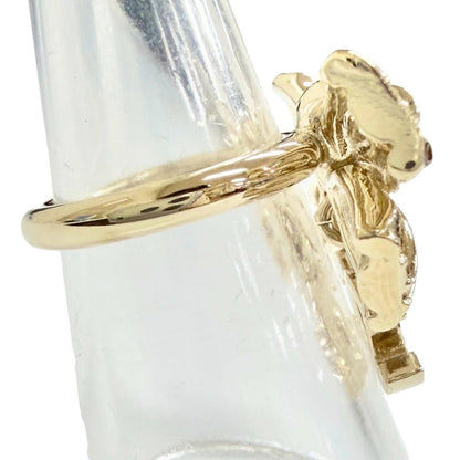 Chanel CC Logo Ribbon Rhinestone Ring Gold Adult Recommended — view 3
