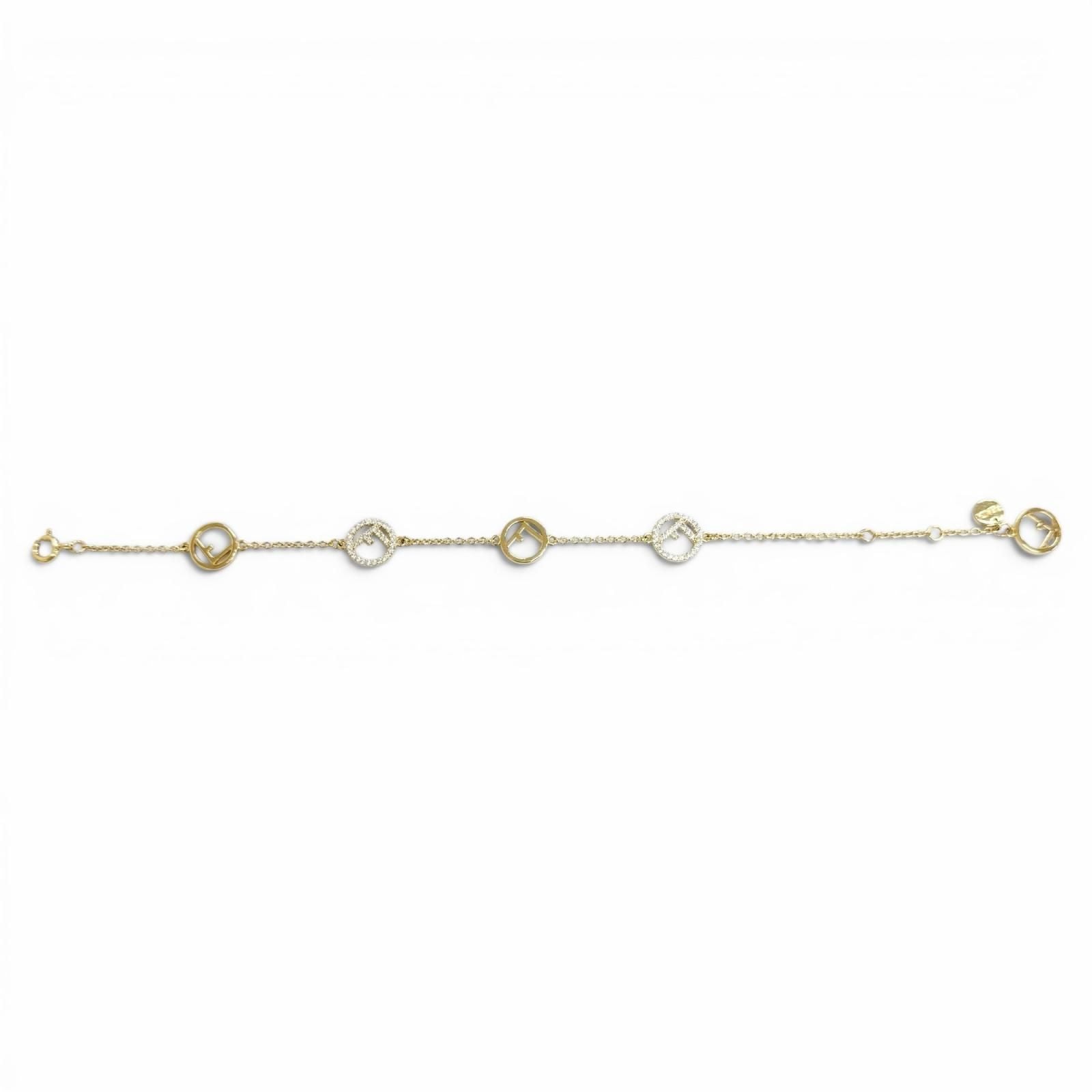 Fendi Is Bracelet Logo Plate Rhinestone Gold — view 3