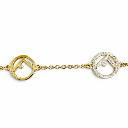 Fendi Is Bracelet Logo Plate Rhinestone Gold — view 4