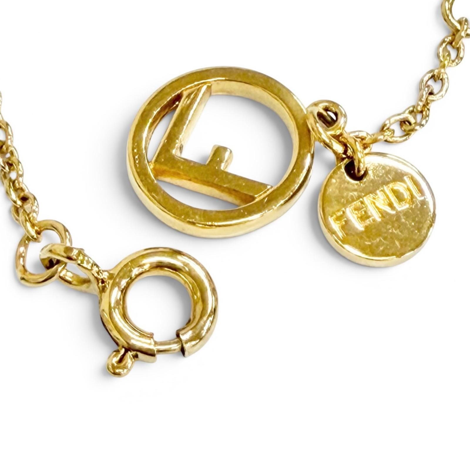 Fendi Is Bracelet Logo Plate Rhinestone Gold — view 5
