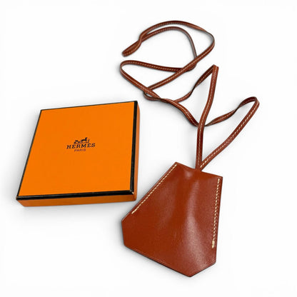 Hermes Vintage Leather Martin Margiela Era Clochette Necklace Brown — view 2