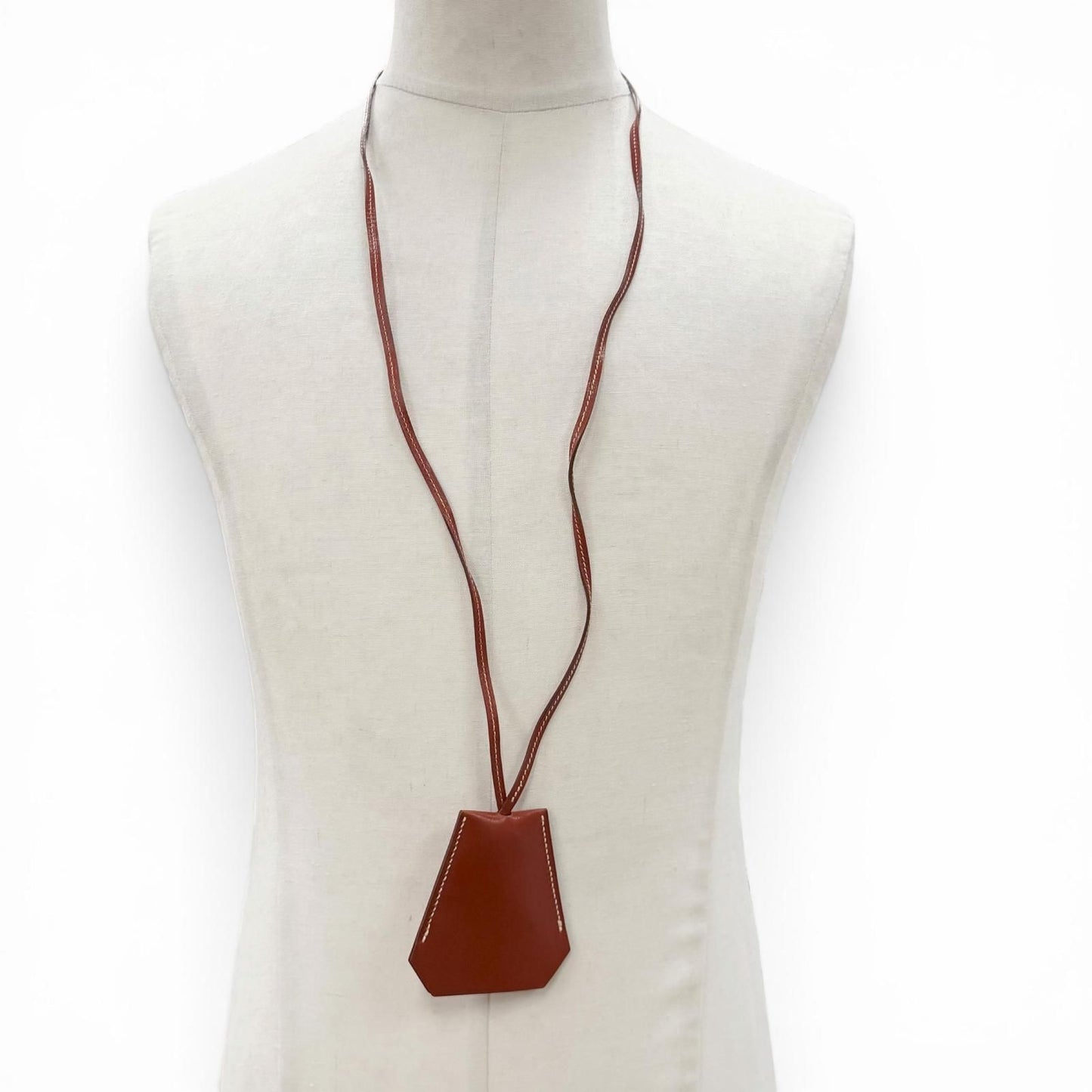 Hermes Vintage Leather Martin Margiela Era Clochette Necklace Brown — view 3