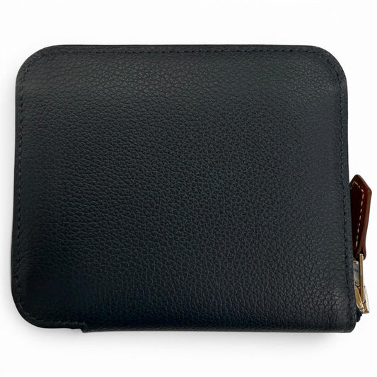 Hermes Azap Compact Silk in Color Blue Nuit Zip Around Wallet Coin Case
