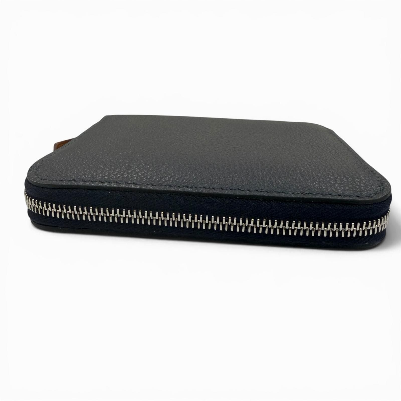 Hermes Azap Compact Silk in Color Blue Nuit Zip Around Wallet Coin Case — view 5