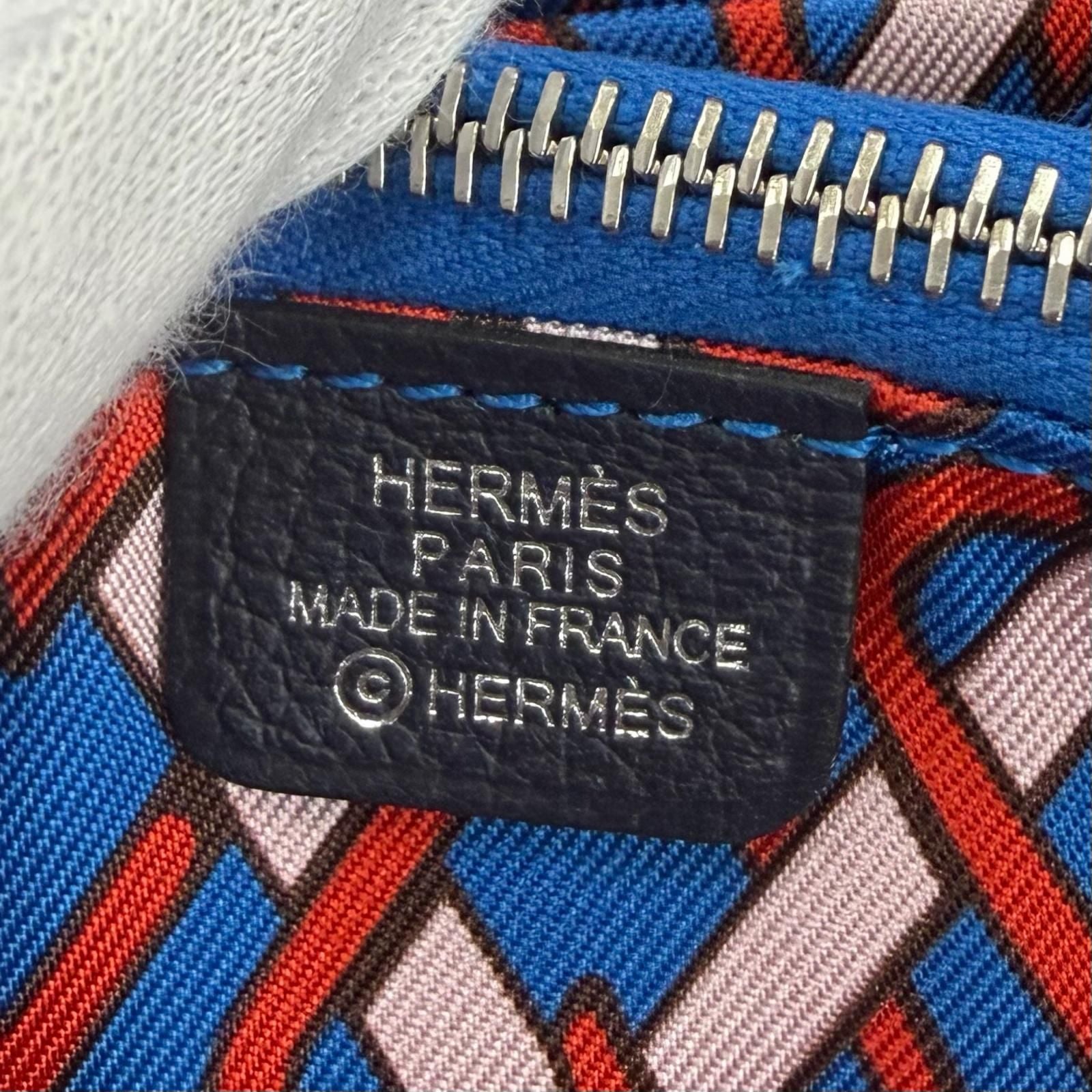 Hermes Azap Compact Silk in Color Blue Nuit Zip Around Wallet Coin Case — view 7